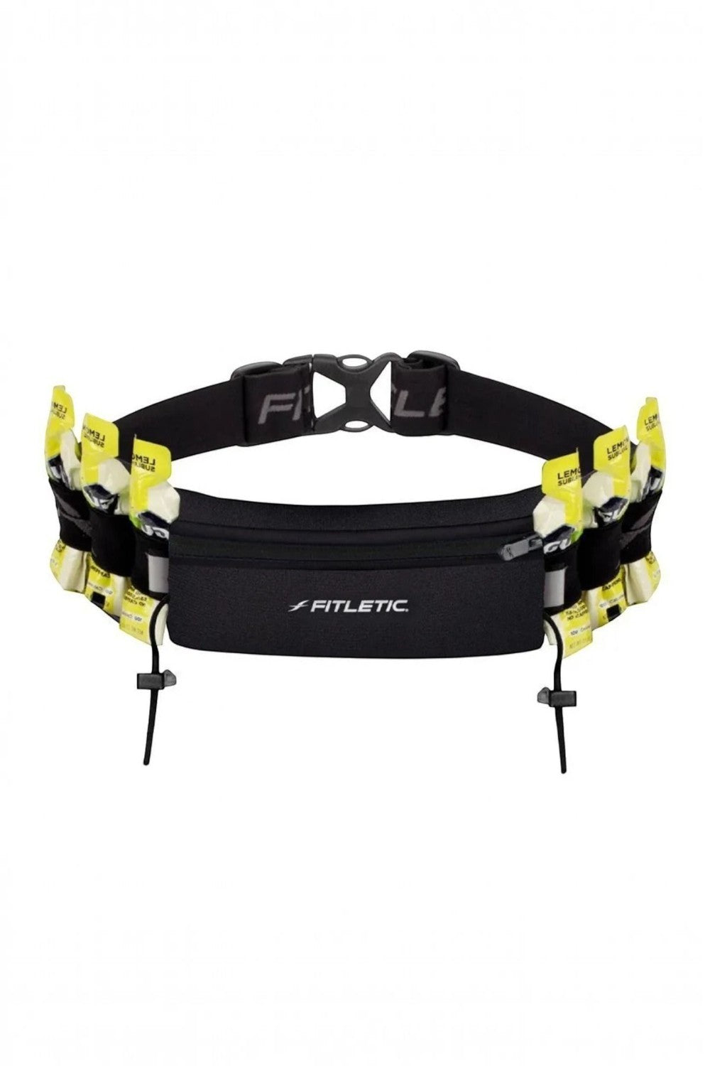 Pochete de corrida preta SPORTBR Fitletic Ultimate I com porta géis e zíper, ideal para maratonas e treinos de endurance.