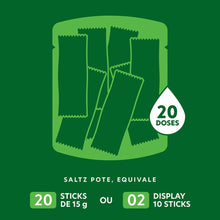 SPORTBR Pote Saltz 500 Z2 com 20 doses de 15g cada, sabor água de coco, para hidratação e reposição de eletrólitos.