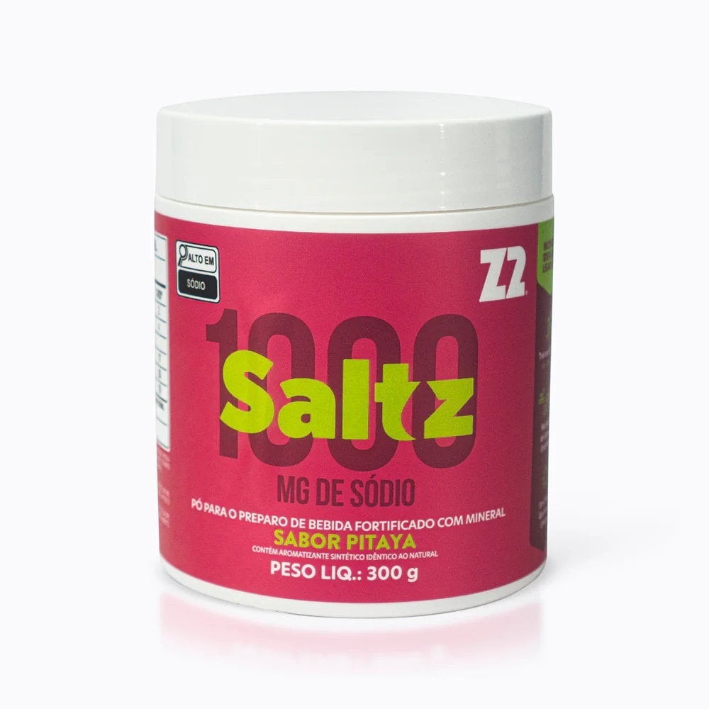 SPORTBR Pote Saltz 1000 Z2 300g, pó para preparo de bebida com sabor pitaya, alto em sódio e magnésio.