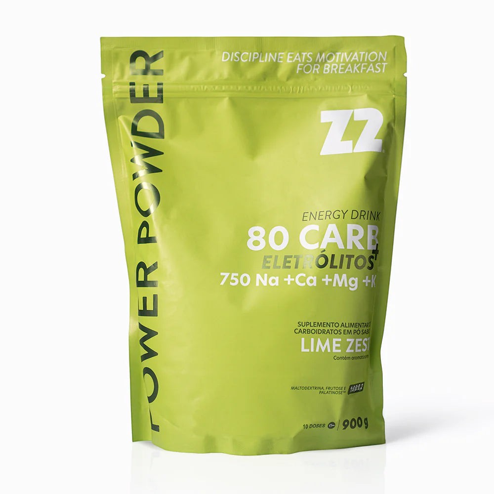 SPORTBR Pack Energy Drink Power Powder Z2 900g sabor Lime Zest com 80g de carboidratos e eletrólitos.