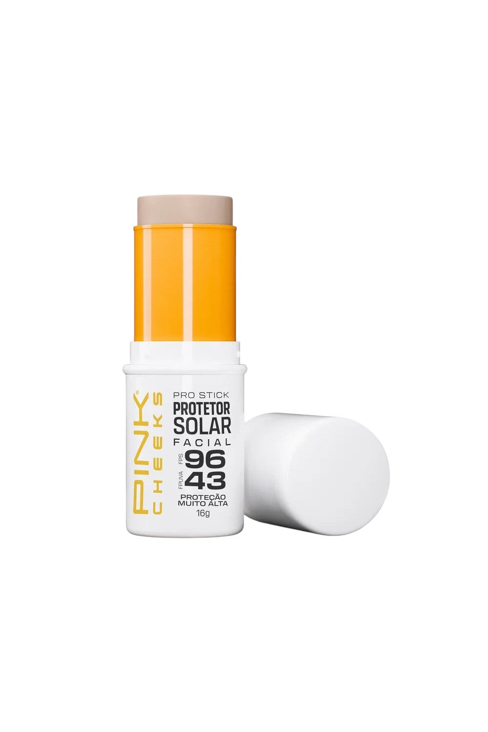Protetor solar em bastão SPORTBR Pro Stick cor PRO10 com FPS 96 e FPUVA 43, resistente à água e suor.
