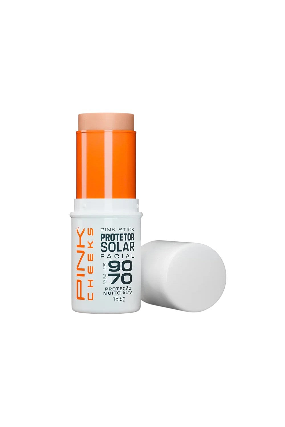 Protetor solar facial em bastão SPORTBR Pink Cheeks cor 15km com FPS 90 e alta proteção contra luz visível