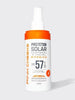 Protetor solar bifásico corporal e facial Pink Cheeks FPS 57, toque seco, spray 100ml, proteção UVA/UVB.
