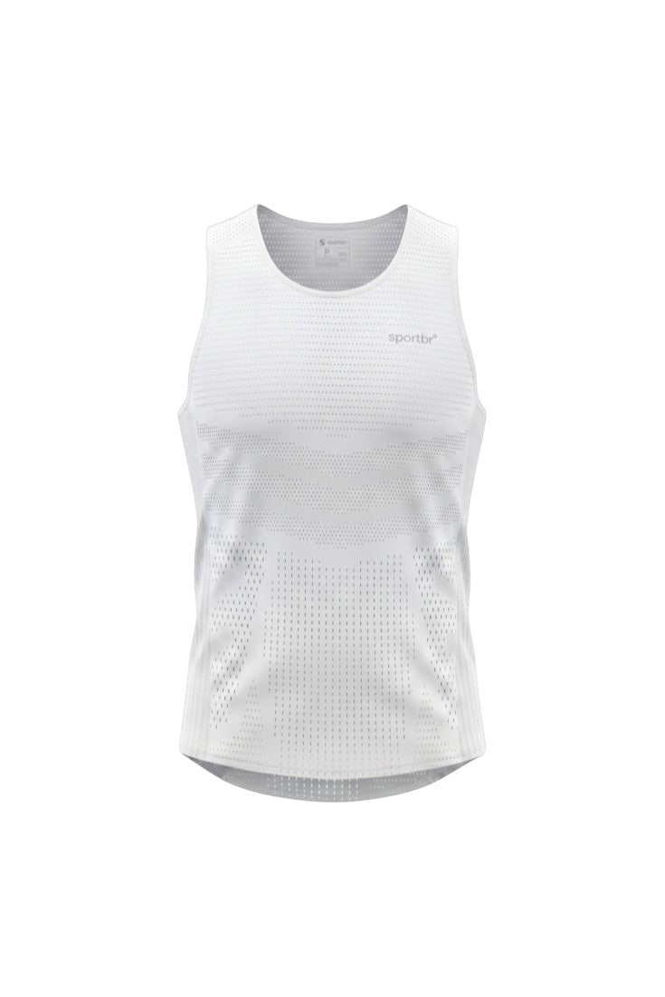 Regata esportiva masculina branca SPORTBR AirMesh para corrida com tecido ultraleve e respirável