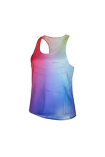 Regata feminina SPORTBR AirMesh para corrida com estampa degradê colorida, tecido leve e respirável.