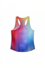 Regata feminina SPORTBR AirMesh para corrida com estampa degradê colorida, tecido leve e respirável e detalhes refletivos.
