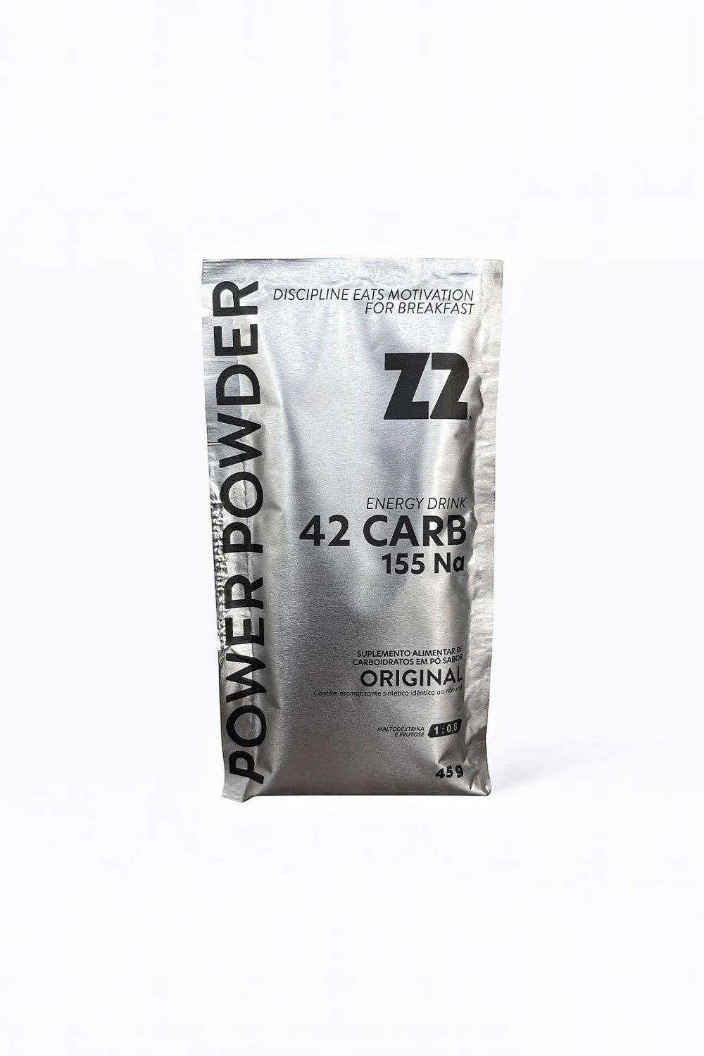 Sachê de suplemento energético SPORTBR Z2 Power Powder sabor original com 45g de carboidratos e eletrólitos