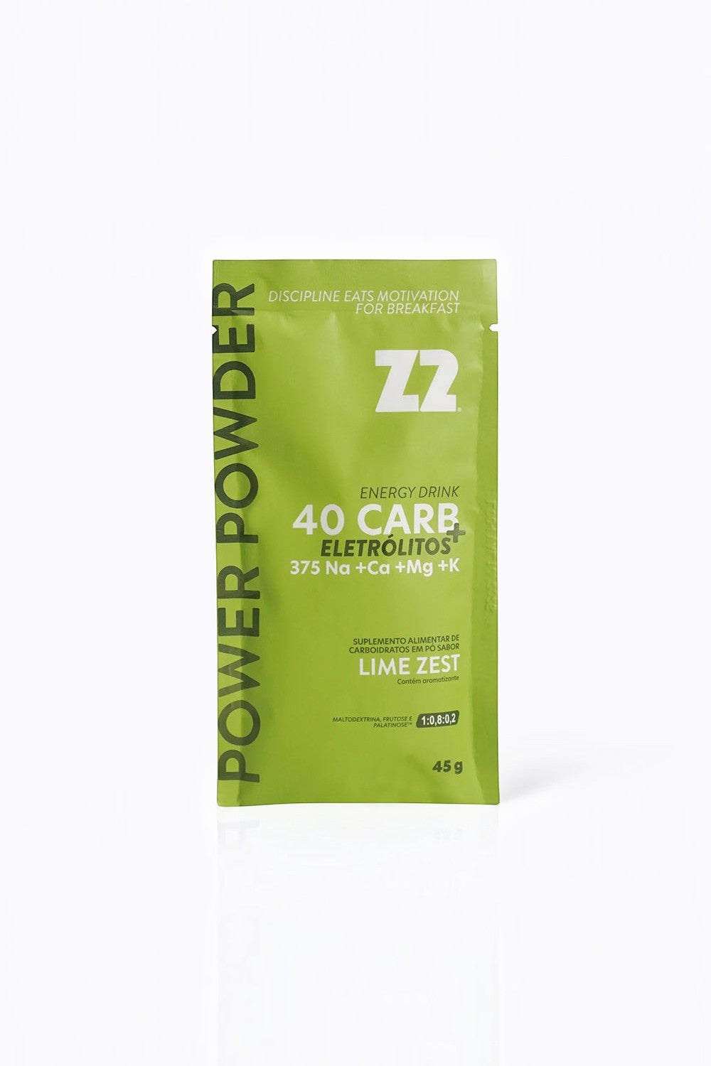Sachê de suplemento energético SPORTBR Z2 Power Powder sabor Lime Zest com eletrólitos e carboidratos