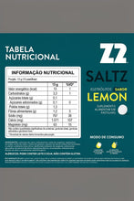 Embalagem do suplemento SPORTBR Saltz Z2 sabor Lemon com tabela nutricional e informações de consumo