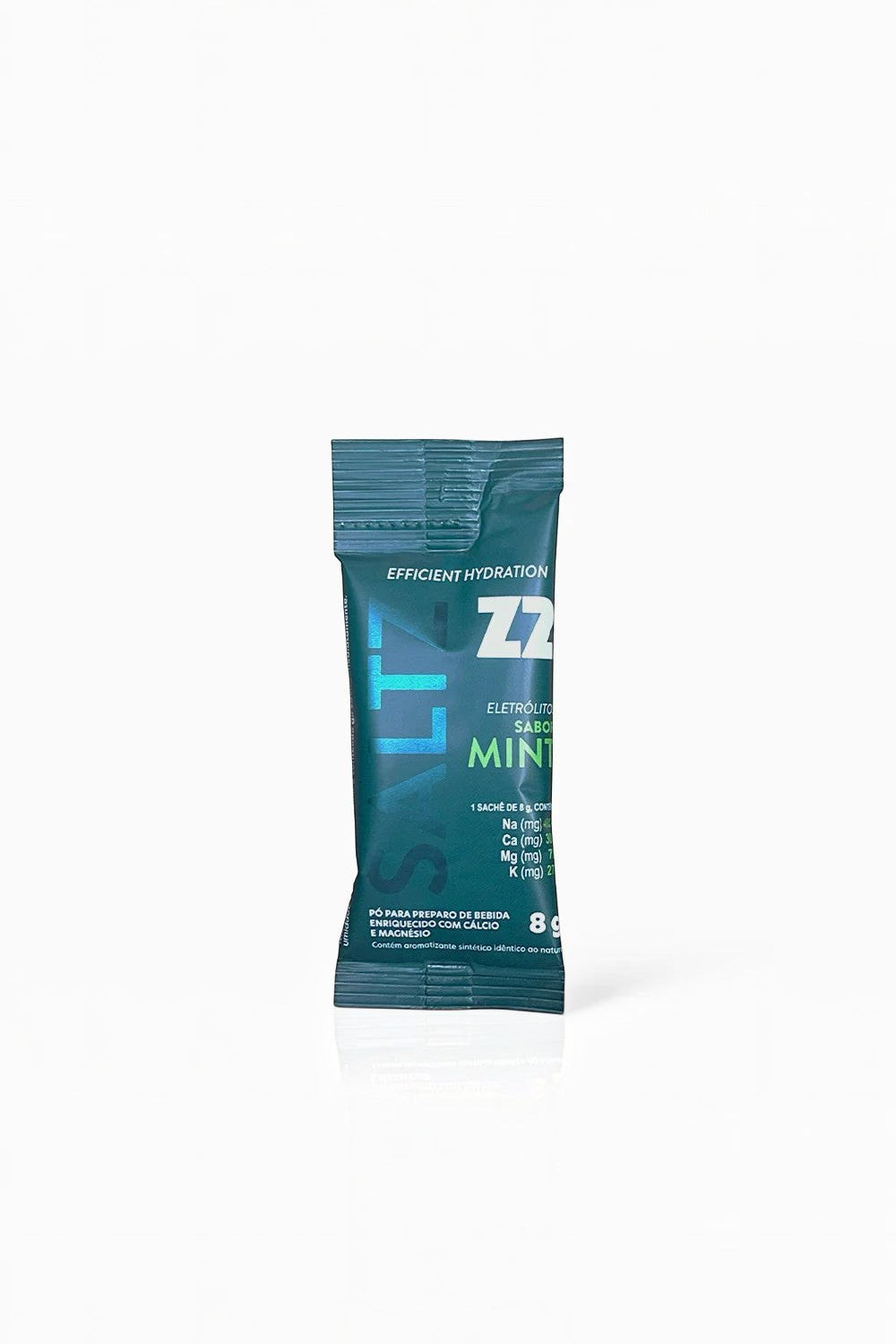 Sachê de eletrólitos SPORTBR Saltz Z2 em pó sabor Mint de 8g para hidratação esportiva