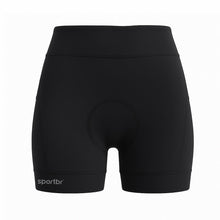 Shorts de compressão feminino SPORTBR preto com 6 bolsos, ideal para corrida e treino.