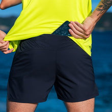 Shorts de corrida masculino SPORTBR preto, soltinho, com bolso para celular na parte de trás.