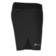Shorts preto soltinho masculino SPORTBR com perfurações laterais e logo discreto, ideal para corrida.