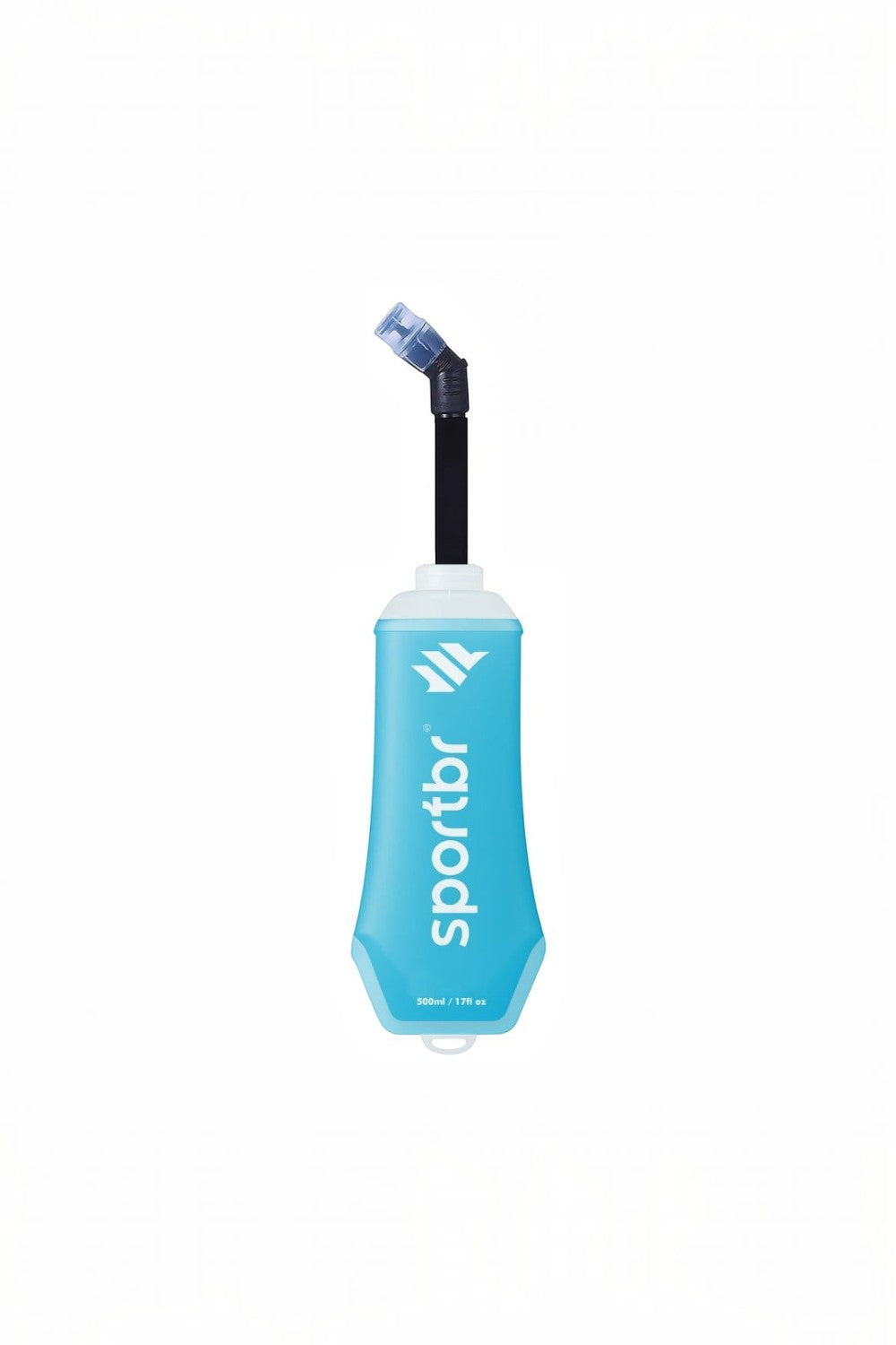 Garrafa dobrável Soft Flask SPORTBR de 500ml azul com canudo integrado para colete de hidratação e corrida