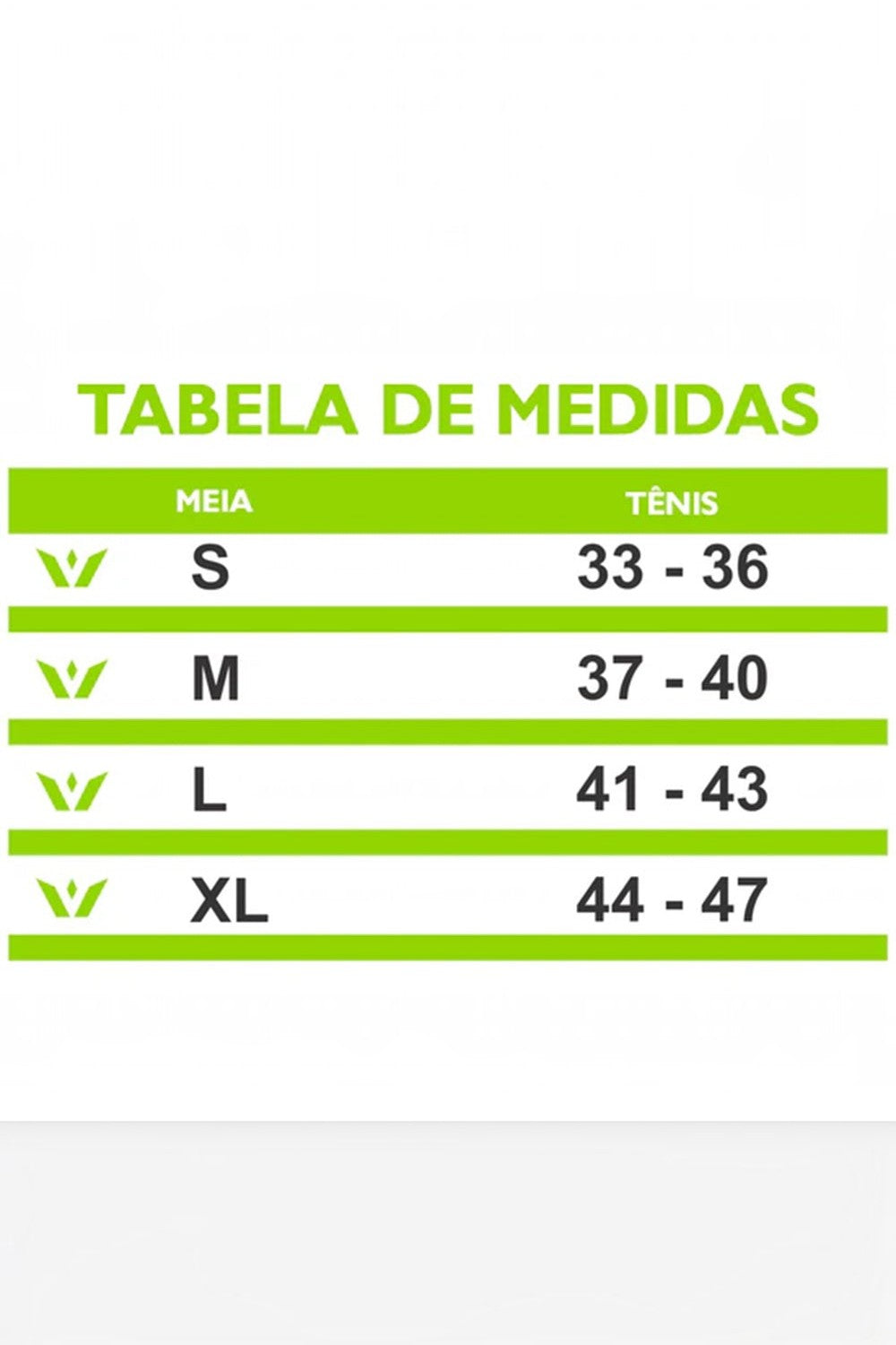 Tabela de medidas SPORTBR para meias de compressão Swiftwick, mostrando tamanhos de S a XL e numeração de tênis