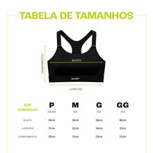 SPORTBR top preto de alta sustentação com bojo fixo e zíper frontal, ideal para corrida e treinos de impacto.