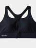 Top de alta sustentação SPORTBR preto com zíper frontal e bojo fixo, ideal para corrida e treinos de impacto.