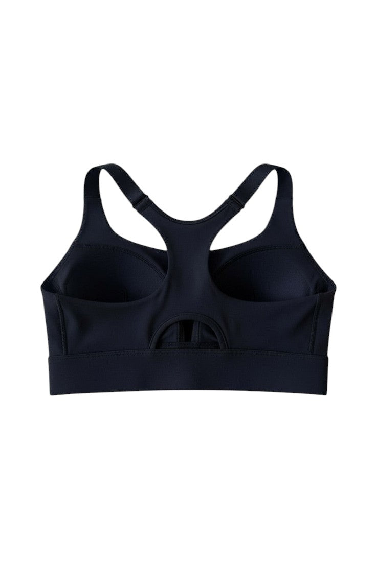 Top de alta sustentação SPORTBR preto com design nadador e bojo fixo, ideal para treinos de impacto.