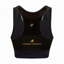 Top esportivo feminino SPORTBR preto, modelo nadador, alta sustentação e compressão para corrida e treinos intensos.