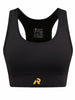 Top esportivo feminino SPORTBR preto, alta sustentação, compressão, modelo nadador, ideal para corrida e treinos intensos.