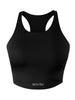 Top cropped preto de alta sustentação da SPORTBR para corrida, com bojo integrado e logo refletivo.