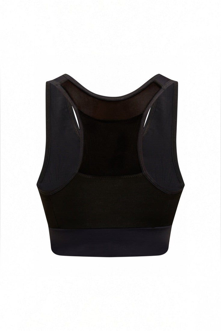 Top esportivo feminino preto SPORTBR modelo nadador com tecido respirável para alta sustentação em treinos intensos