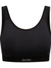Top preto SPORTBR de alta sustentação com tecnologia Spider, fecho ajustável e logo refletivo.