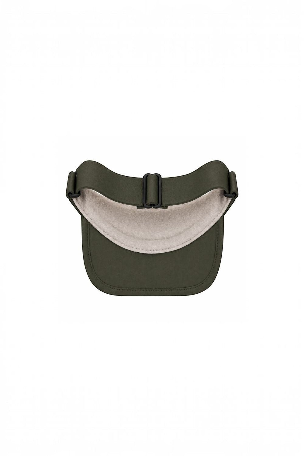 Viseira SPORTBR cinza chumbo para corrida, vista superior mostrando o forro interno dry e ajuste elástico traseiro.