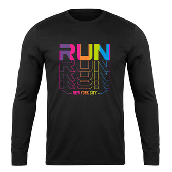 Camiseta Masculina Run Rainbow Manga Longa - Preta