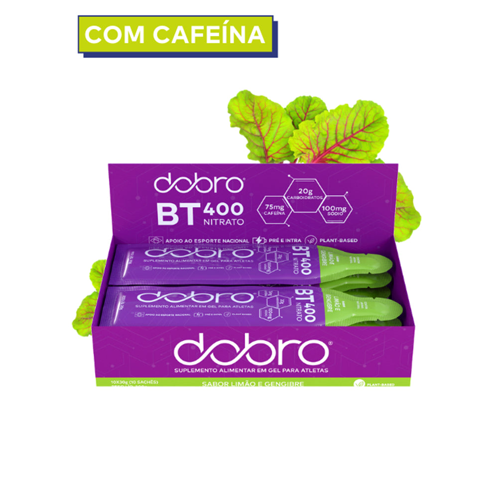 Caixa 10 sachês BT Nitrato Gel 30g DOBRO - Limão e Gengibre com cafeína