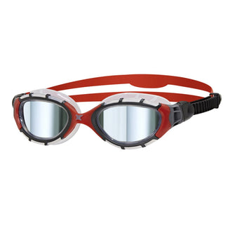 Óculos de Natação Zoggs Predator Flex Lente Titanium Espelhada - Cinza, Preto e Vermelho