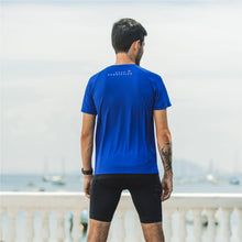 Camiseta azul masculina Julia Sette Azul verso.