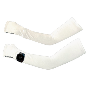 Manguito Esportivo Verão - Sportbr Branco é ideal para atividades ao ar livre, proporcionando conforto e praticidade. Feito com poliéster microfibra, que ajuda na rápida eliminação do suor. Possui saída para o relógio e encaixe para o dedo, permitindo liberdade total nos movimentos. Protege contra raios solares com tecido UV FPS50+ e também contra baixas temperaturas. Pode ser usado com regata, camiseta manga curta ou até mesmo com top.
