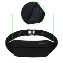 Demonstração da Pochete Zipless Fitletic em perfil e detalhes do Grip de silicone.
